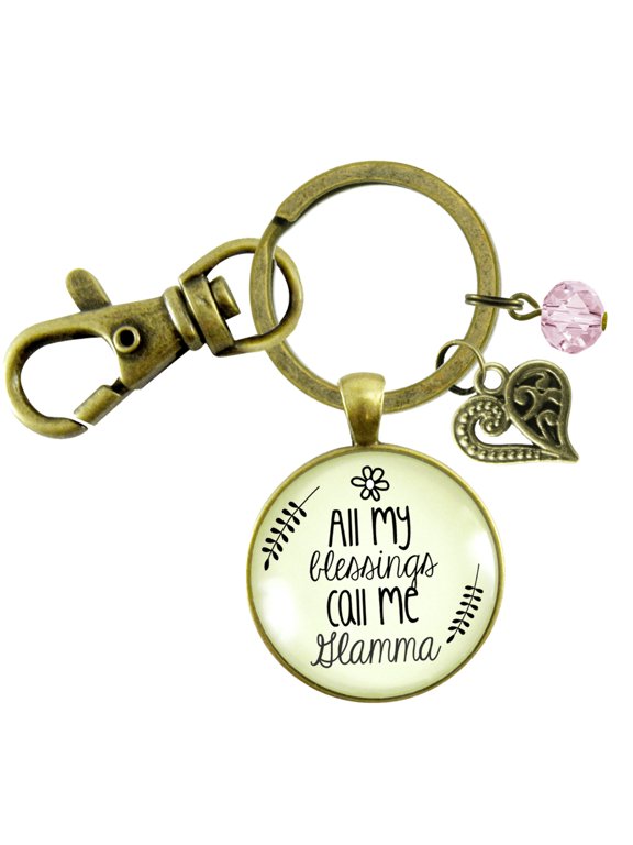Glamma Keychain All My Blessings Young At Heart Grandma Womens Family Gift Jewelry