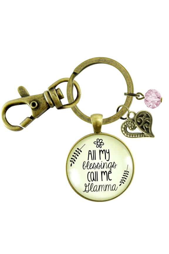 Glamma Keychain All My Blessings Young At Heart Grandma Womens Family Gift Jewelry