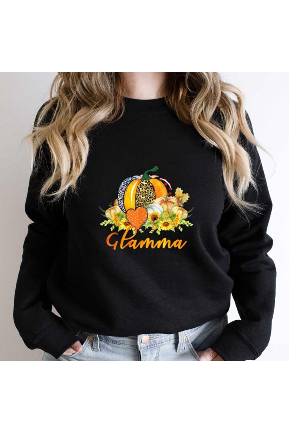 Glamma Pumpkin, Funny Family Matching Cute Halloween Fall Leaves SW21155 Unisex Sweatshirt, Up to Size 5XL