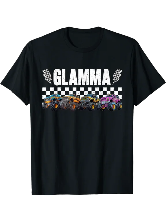 Glamma Retro Monster Truck Family Crew Birthday Matching T-Shirt