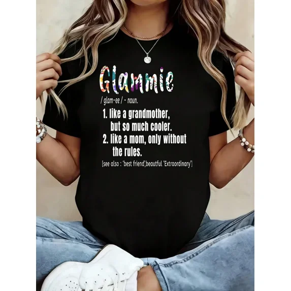 Glammie Definition Graphic Print Funny Grandmother Mom Gift Cotton Men's Women's Tee Shirt