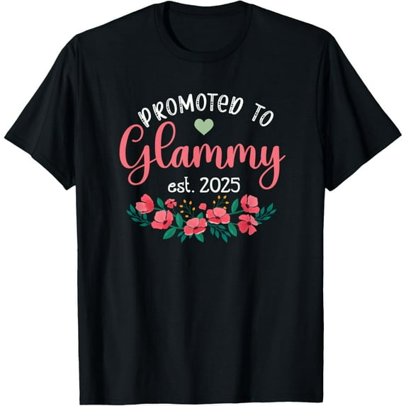 Glammy Est 2025 Gifts Promoted To Grandma Matching Family T-Shirt Unisex S-5XL Hot Trending Shirt, Vintage Birthday Gift