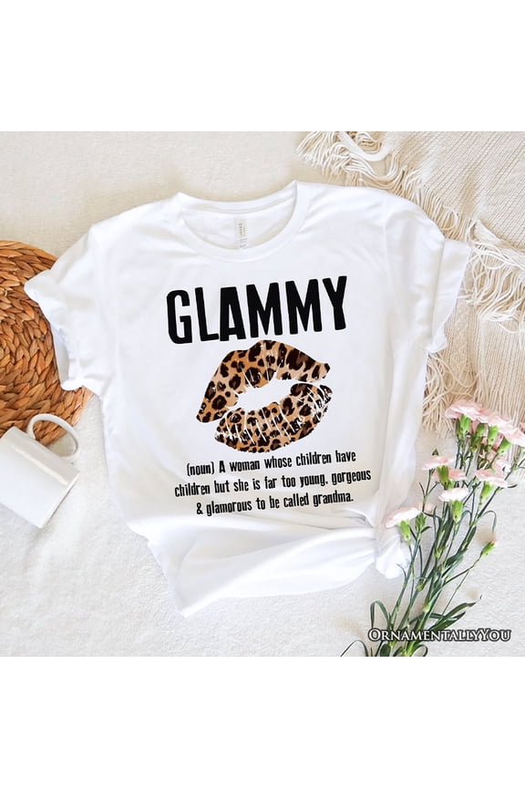 Glammy Leopard Lips T-Shirt, Coquette White Tee for Stylish and Glamorous Grandmas