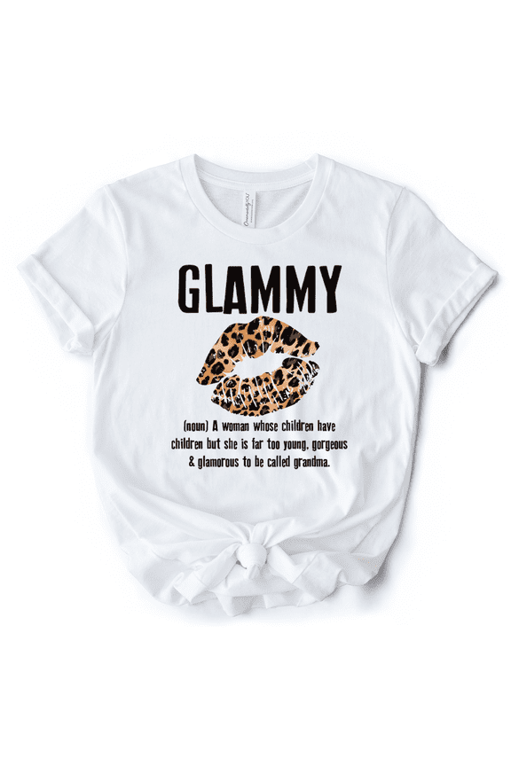 Glammy Leopard Lips T-Shirt, Coquette White Tee for Stylish and Glamorous Grandmas