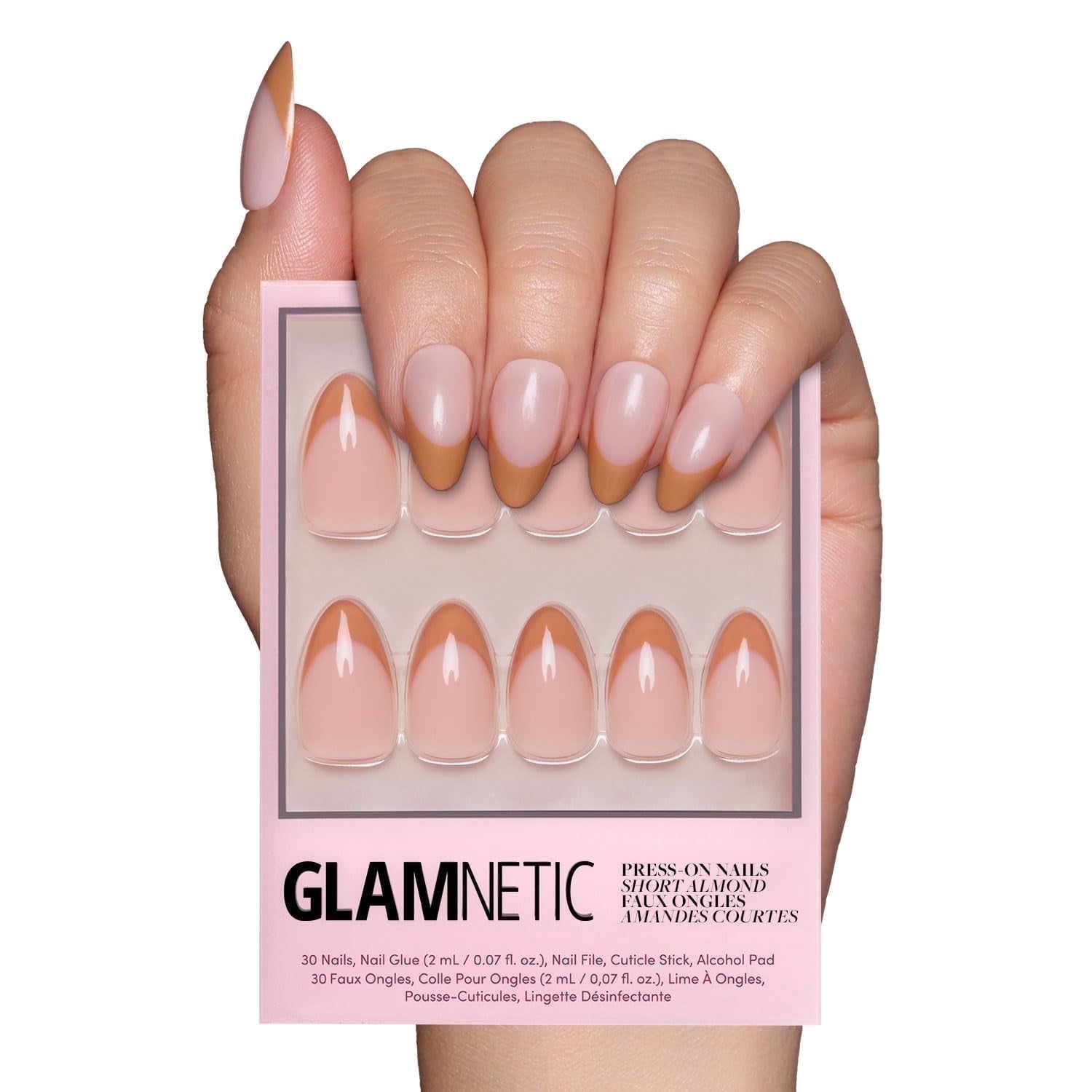 Glamnetic Press-On Nails – Café Crème | Beige French Tip Nails, " Salon Quality", 30 Count