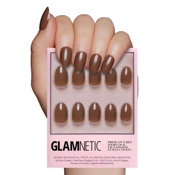 Glamnetic Press-On Nails – Chocolate Brown | Medium Brown Oval Nails, "Salon Quality", 30 Count