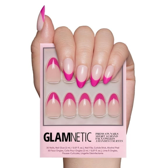 Glamnetic Press-On Nails – Raspberry Sorbet | Vibrant French Tip Nails, " Salon Quality" , 30 Count
