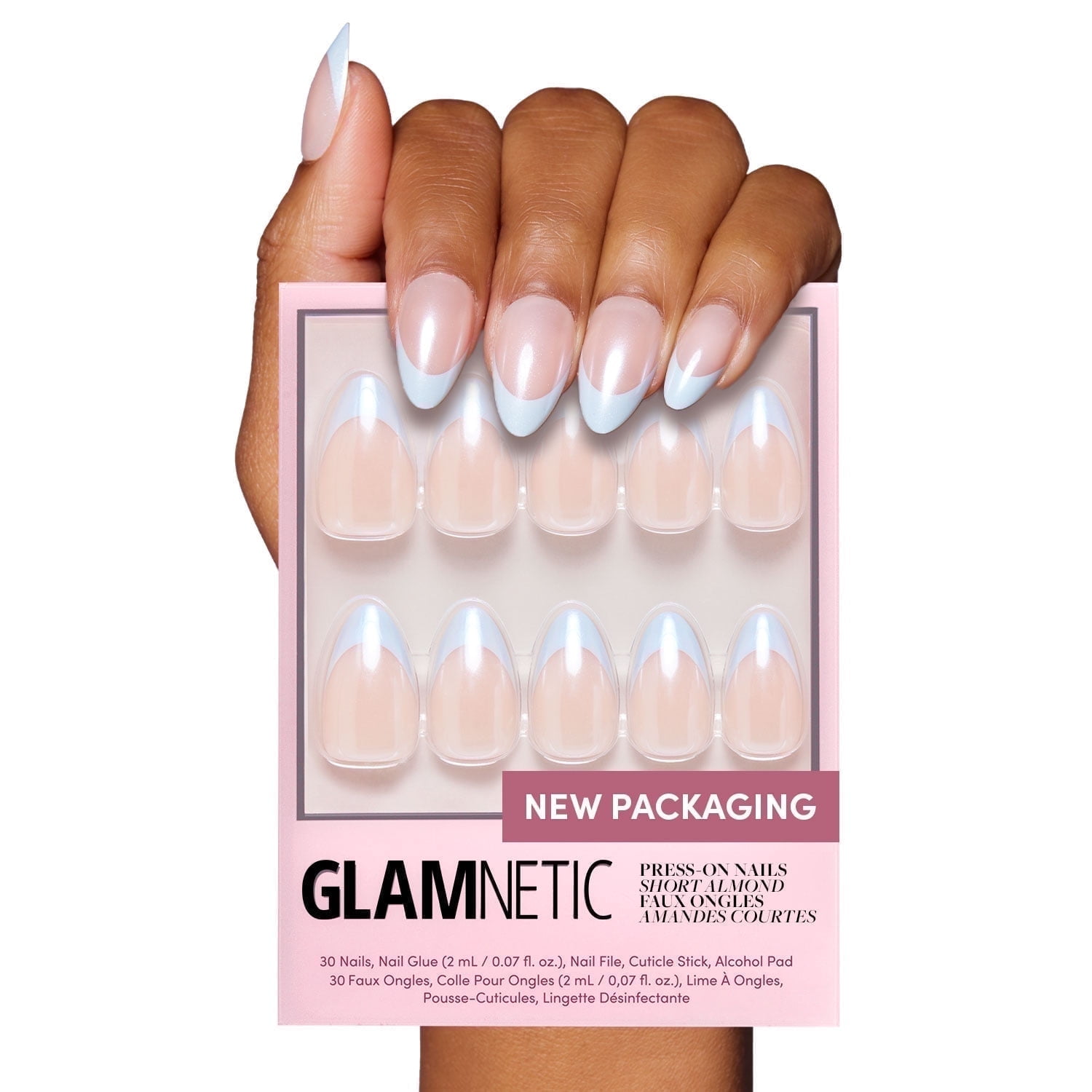 Walmart Black Friday Deals 2025 - Glamnetic Press-On Nails, Blueberry Icing, Glazed Baby Blue French Tip, Short Almond, Reusable, 30 Count
