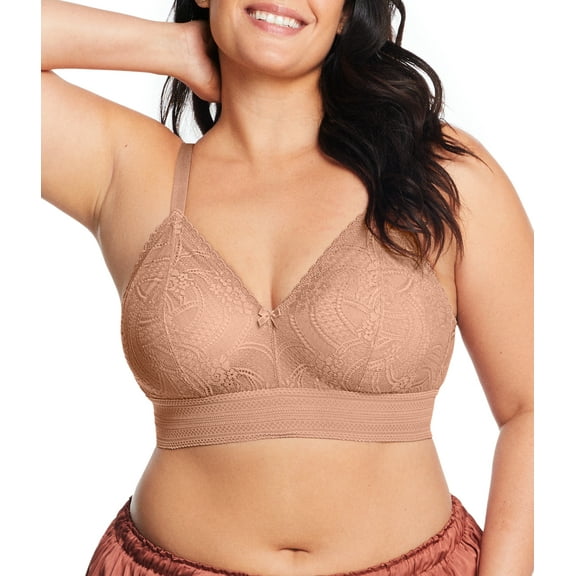 Glamorise Bramour Gramercy Luxe Lace Bralette Wirefree Bra 7012 (Women's & Women's Plus)