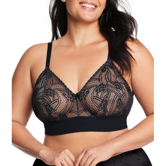 Glamorise Bramour Gramercy Luxe Lace Bralette Wirefree Bra 7012 (Women's & Women's Plus)