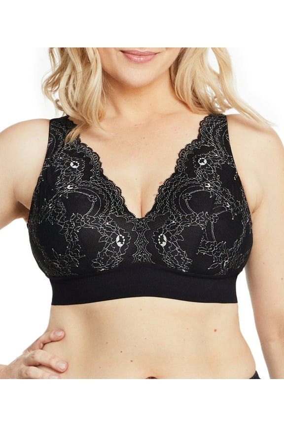Bramour Lexington Lace Plunge Bralette Wirefree Bra 7013 (Women's & Women's Plus)