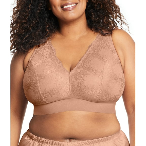 Glamorise Bramour Lexington Lace Plunge Bralette Wirefree Bra 7013 (Women's & Women's Plus)