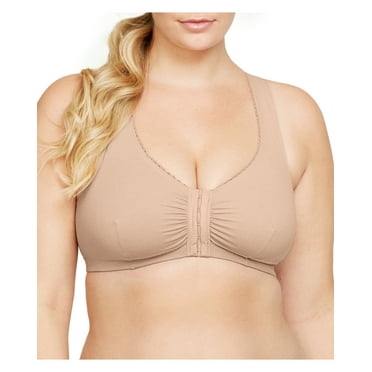 Glamorise Front-Closure Cotton T-Back Comfort Wirefree Bra 1908 (Women's & Women's Plus)