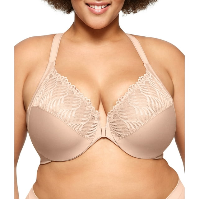 Glamorise Front-Closure T-Back WonderWire Underwire Bra 1246 (Women's & Women's Plus)