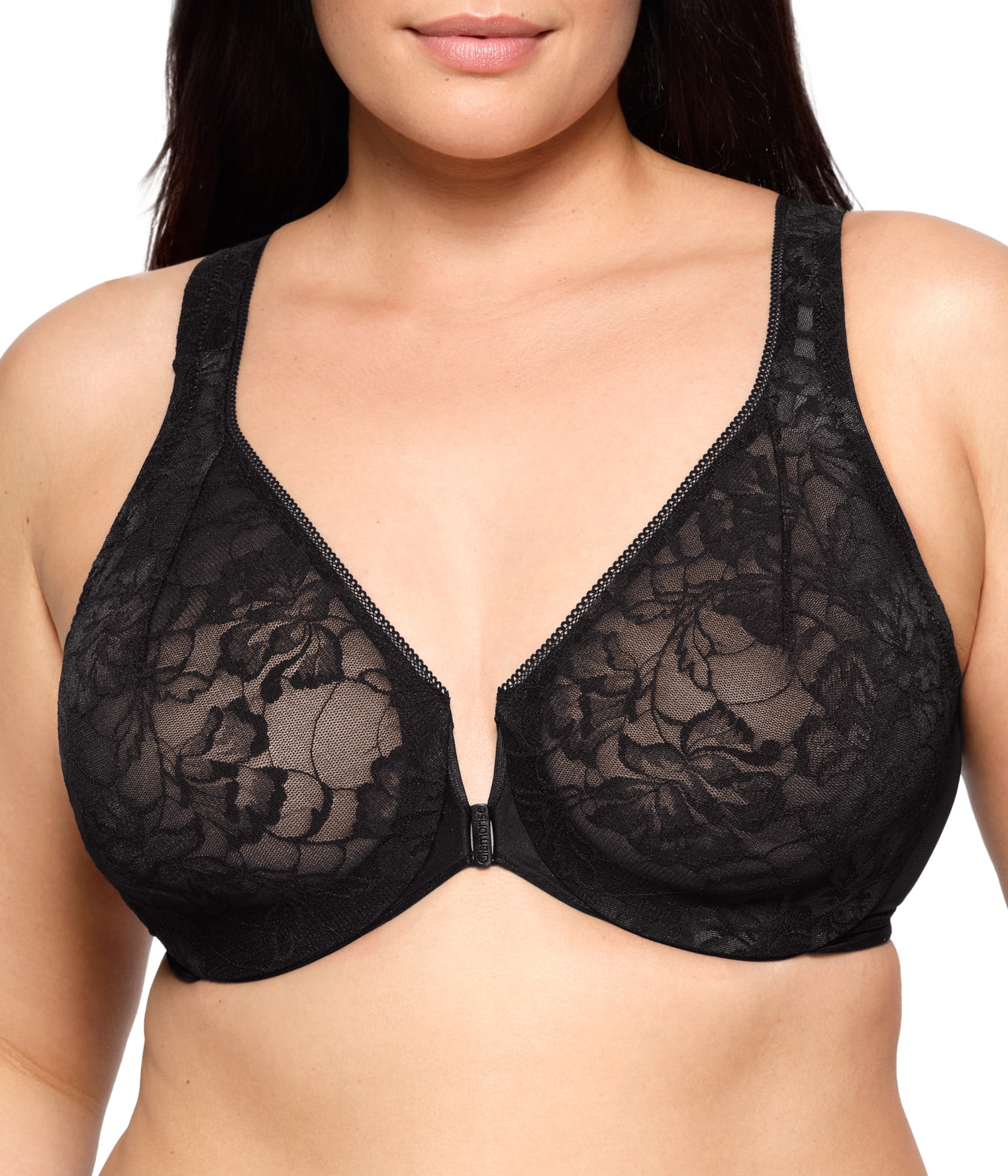 Glamorise Lacey T-Back Front-Closure WonderWire Underwire  Bra 9246 (Women's & Women's Plus)