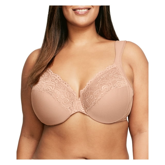 Glamorise Low Cut WonderWire Lace Underwire Bra 1240 (Women's & Women's Plus)