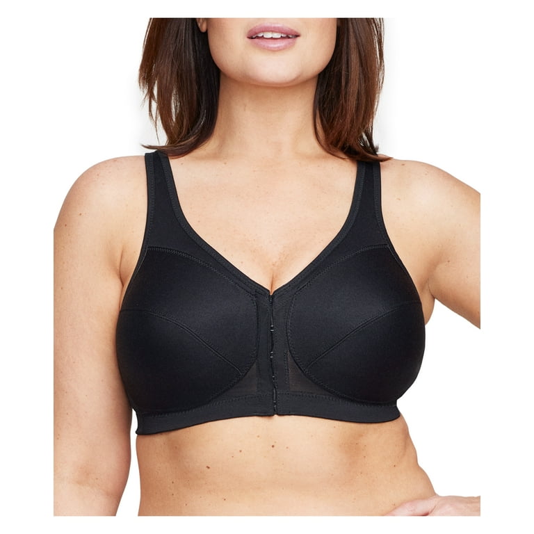 Exclare Women's Front Closure Full Coverage Wirefree Posture Back Everyday  Bra(48DD, Black) 