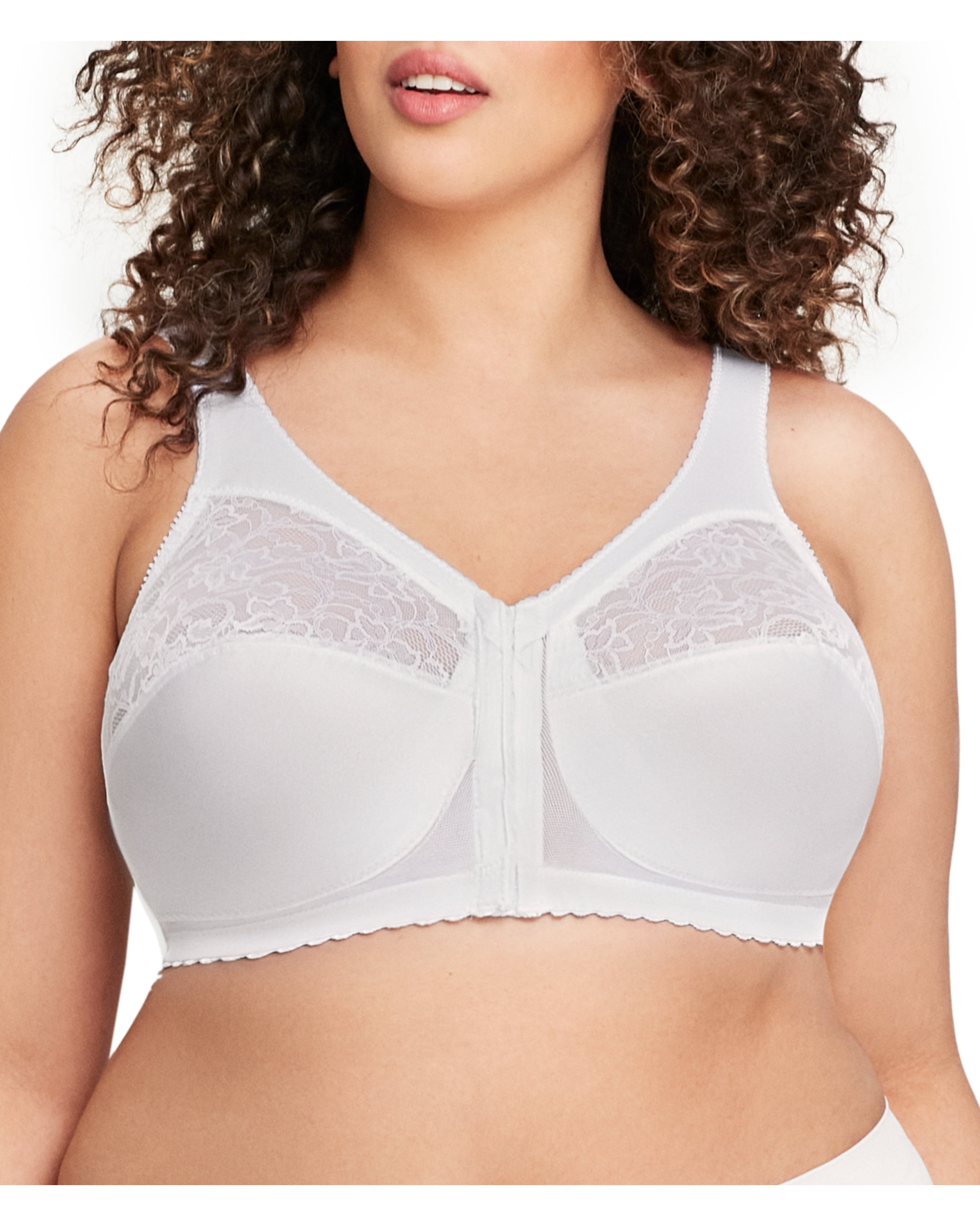 Women's Bali DF1003 Double Support Front Close Wirefree Bra (White 34D) 