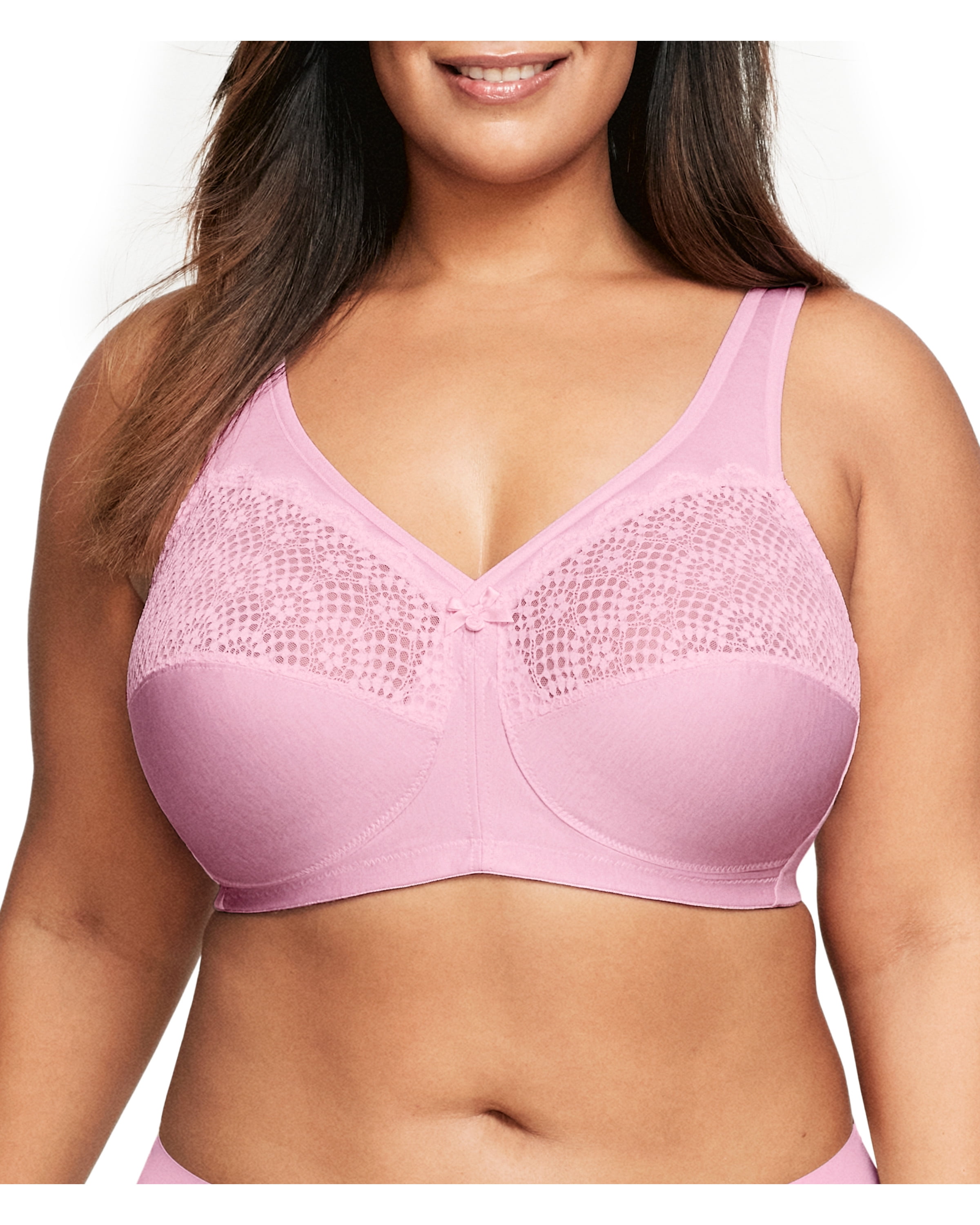 Women's Cotton Full Coverage Wirefree Non-padded Lace Plus Size Bra 46B