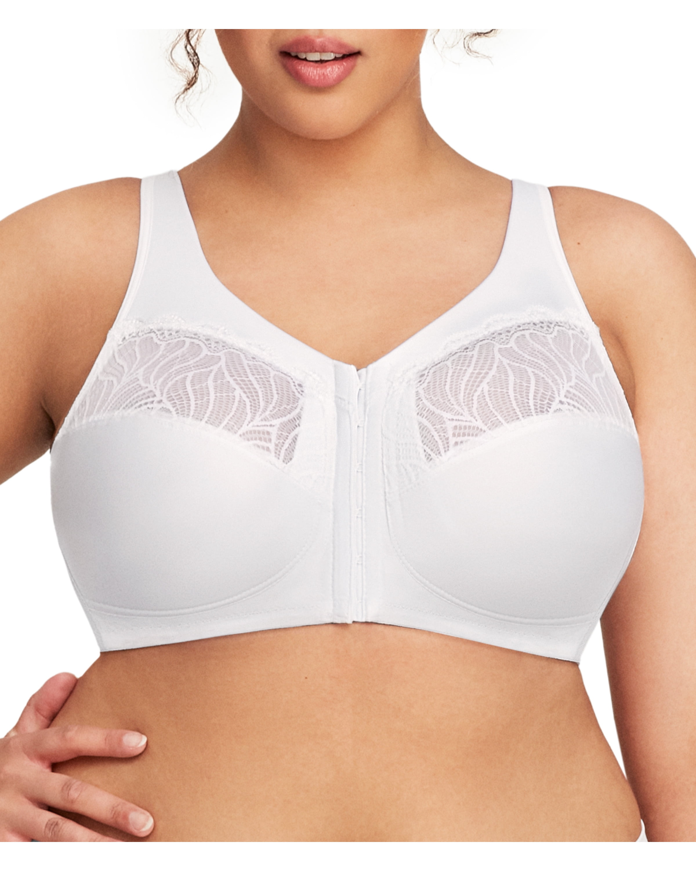 Glamorise MagicLift Natural Shape Front-Closure Wire-free Bra - White -  Curvy Bras