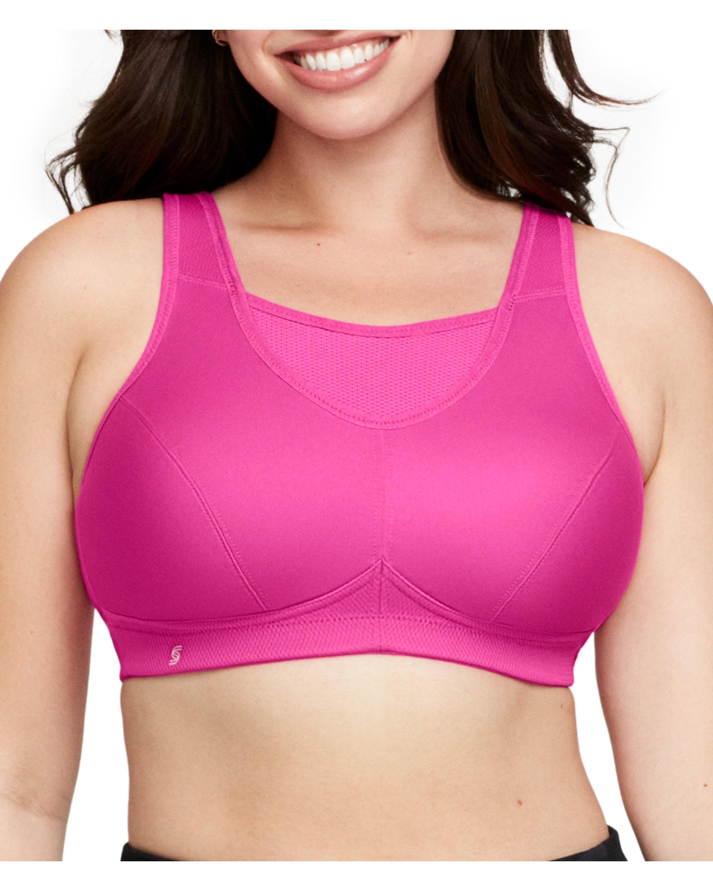 Exclare Racerback Full Figure Underwire Women's Front Close Bra Plus Size  Seamless Unlined Bra For Large Bust(Pink,42D)