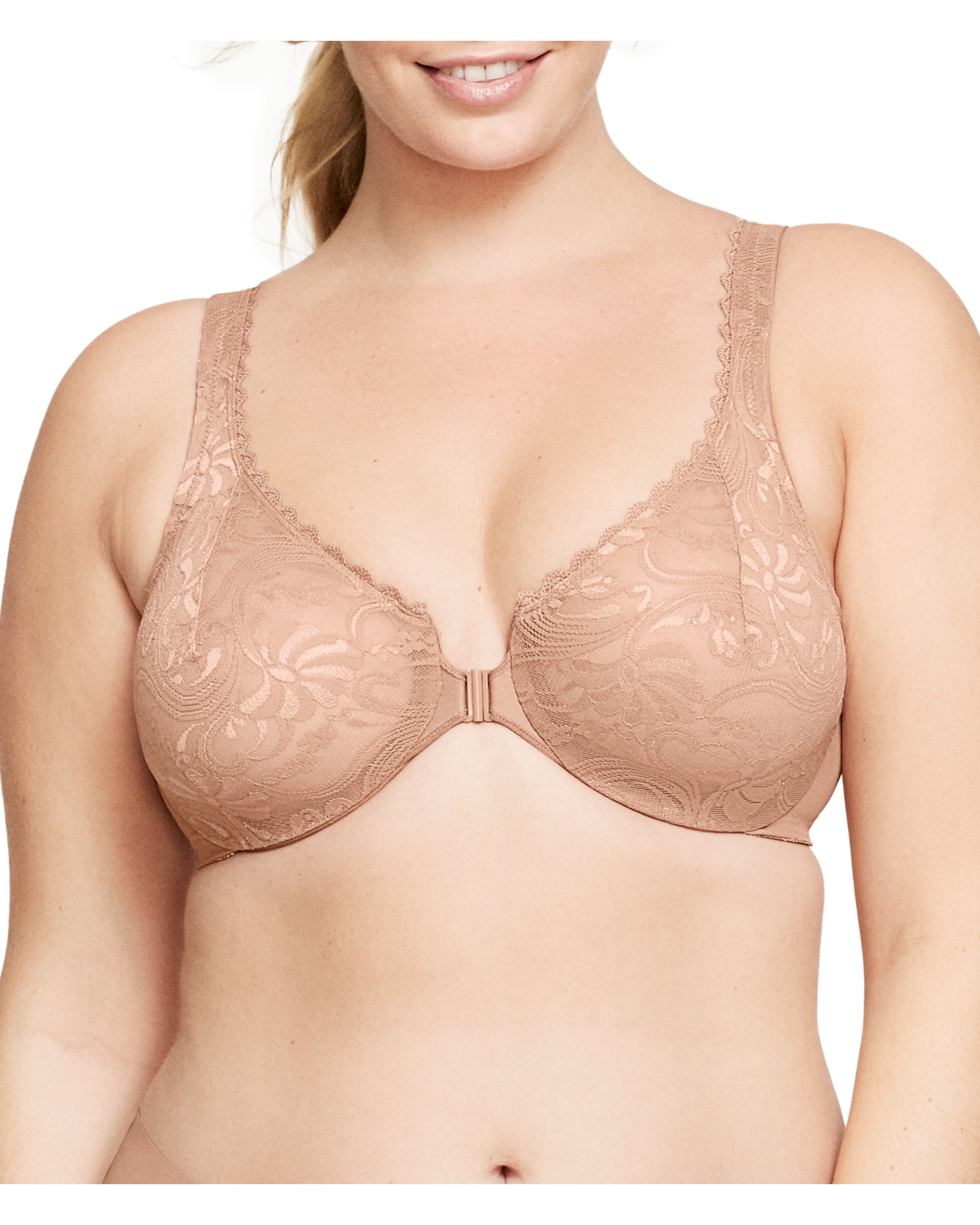 Glamorise, Intimates & Sleepwear, Wonderwire Frontclosure Stretch Lace  Bra Size 46g In The Color Apricot