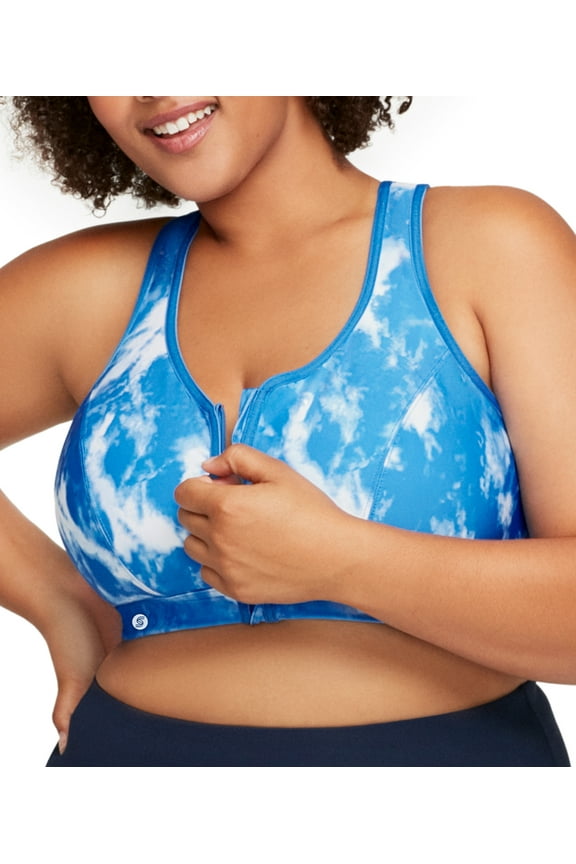 Zip Up Front-Closure Sports Wirefree Bra 9266 (Women's & Women's Plus)