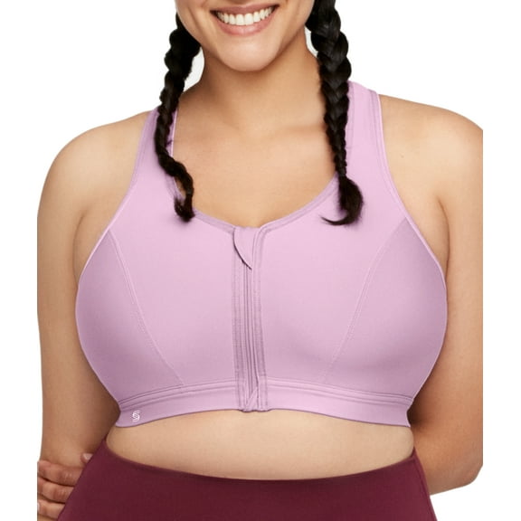 Glamorise Zip Up Front-Closure Sports Wirefree Bra 9266 (Women's & Women's Plus)