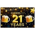 thumbnail image 1 of Glamorous 21st Birthday Banner with Beer Mugs Gold Stars and Sparkles Background Party Decoration Photography Prop for Celebrations Party Supplies Backdrop for Indoor Outdoor Events, 1 of 7