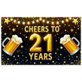 thumbnail image 1 of Glamorous 21st Birthday Banner with Beer Mugs Gold Stars and Sparkles Background Party Decoration Photography Prop for Celebrations Party Supplies Backdrop for Indoor Outdoor Events, 1 of 7