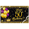 thumbnail image 1 of Glamorous 50th Birthday Banner with Gold Purple Balloons Crowns Background Party Decoration Photography Prop for Birthday Parties Celebrations Events Festivities, 1 of 7