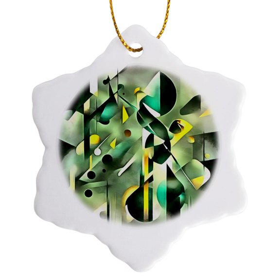 3drose, Glamorous and Elegant Background Vector Dusk Green, 3 inch Snowflake Porcelain Ornament
