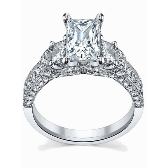 Glamorous Antique Engagement Ring 1.00 Carat Princess Cut Diamond on 10k White Gold