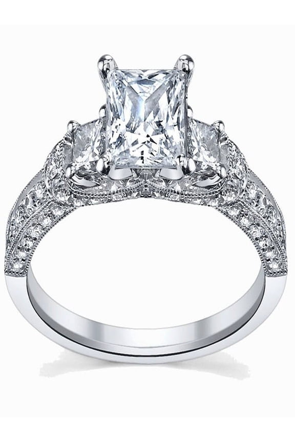 Glamorous Antique Engagement Ring 1.00 Carat Princess Cut Diamond on 10k White Gold