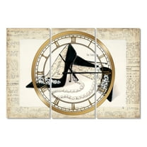 Glamorous Black Diamond Stiletto I' Glam 3 Panels Oversized Metal Clock - 36 in. wide x 28 in. high - 3 panels