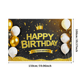 thumbnail image 1 of Glamorous Black Gold Happy Birthday Banner with Crown Balloons and Sparkles Backdrop Party Decoration for Birthday Parties Photography Props and Celebrations, 1 of 8
