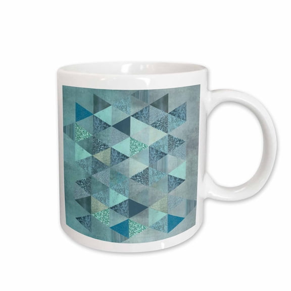 3drose, Glamorous Blue Aqua Triangle Pattern, 15oz Mug