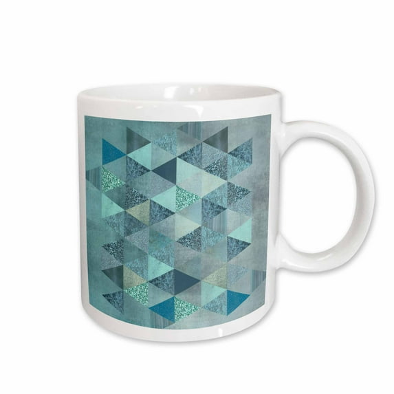 3drose, Glamorous Blue Aqua Triangle Pattern, 15oz Mug