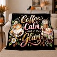 thumbnail image 1 of Glamorous Coffee Floral Accents, Playful Food Art Scene, Warm Flannel Blanket for Living Room and Reading Nook, Art Lovers Appreciation Gift, Playful Home Decor, 1 of 9