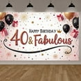 thumbnail image 1 of Glamorous Design 40th Birthday Banner Gold Accents Display Black Balloons Pink Gifts Fabulous 40 Backdrop for Adult Birthday Party 40th Celebration Birthday Photography, 1 of 9