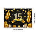 thumbnail image 1 of Glamorous Glittery 15th Birthday Banner with Golden Balloons Stars and Gifts Backdrop Background Party Decorations for Birthday Party Photography Props Celebrations Event Decor, 1 of 8