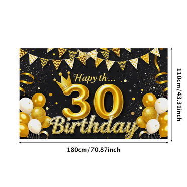 Glamorous Glittery 30th Birthday Banner with Crown Balloons and Streamers Backdrop Party Decoration for Birthday Parties Photography Props Photo Booth Decorations