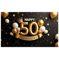 thumbnail image 1 of Glamorous Glittery 50th Birthday Banner with Gold Balloons Crowns Stars and Cakes Backdrop Party Decoration Supplies Photography Props for Birthday Parties Photo Booths Celebrations, 1 of 8