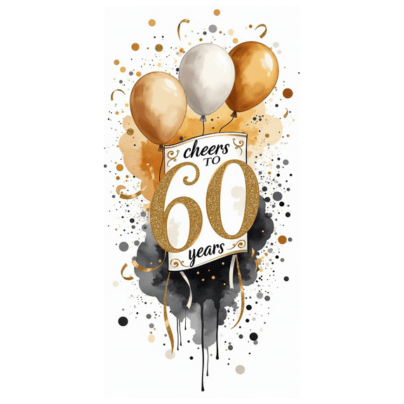 Glamorous Glittery 60 Years Celebration Banner Backdrop Party Supplies for 60th Birthday Decorations Photography Props Party Background Decors