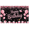 thumbnail image 1 of Glamorous Glittery Happy Birthday Banner with Balloons Cupcakes and Crown Background Party Decoration Backdrop for Birthday Party Photography Props and Home Decorations, 1 of 7