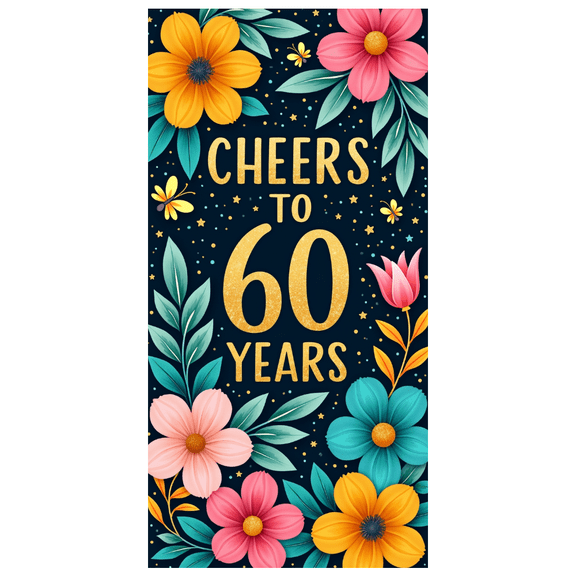 Glamorous Gold 60 Years Backdrop Banner, Cheerful Party Decor, Photography Props for Milestone Celebration Event Anniversary Birthday Party Decorations