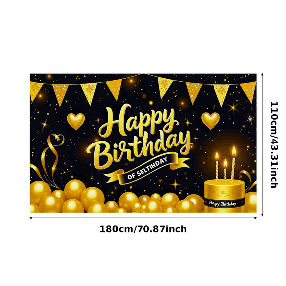 Glamorous Gold Happy Birthday Banner with Glitter Elements Backdrop Party Decoration for Birthday Party Celebrations Photography Props Decor Background