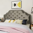 thumbnail image 1 of Glamorous Headboard In Smooth Grey Velvet For Queen & Full Sized With Button Tufting Accents Charming Charisma, 1 of 6