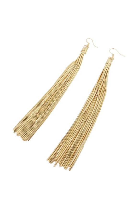 Glamorous Long Tassel Drop Earrings with French Hook Gold Silver Dangle Fashion Trendy Jewelry for Women