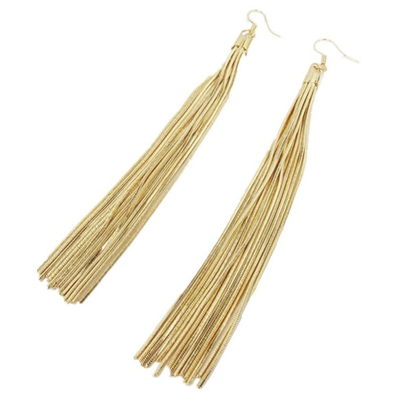 Glamorous Long Tassel Drop Earrings with French Hook Gold Silver Dangle Fashion Trendy Jewelry for Women